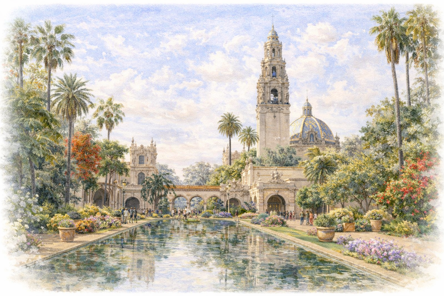Balboa Park architecture and gardens introducing wedding FAQ details